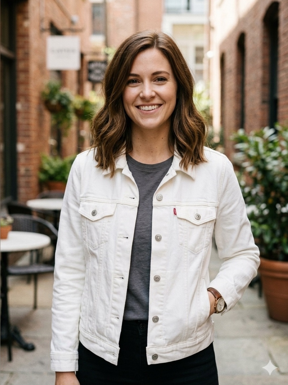 Levi's White Denim Jean Jacket Women L